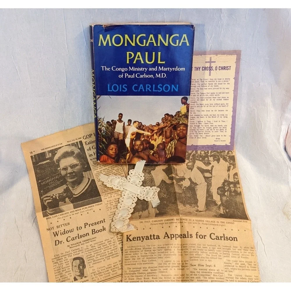 60s Monganga Paul Carlson Congo Ministry & Martyrdom Hardcover 1st Ed Ephemera